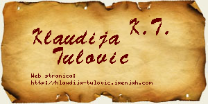 Klaudija Tulović vizit kartica